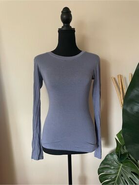 Bozzolo Long Sleeve Crewneck Top - Slate Blue
